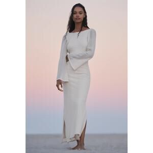 New Anthropologie Palmacea Rue Long-Sleeve Open-Back Maxi Dress $265 Medium